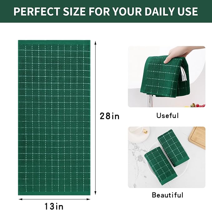 Homaxy 100% Cotton Terry Kitchen Towels, Checkered Designed, Soft and Super