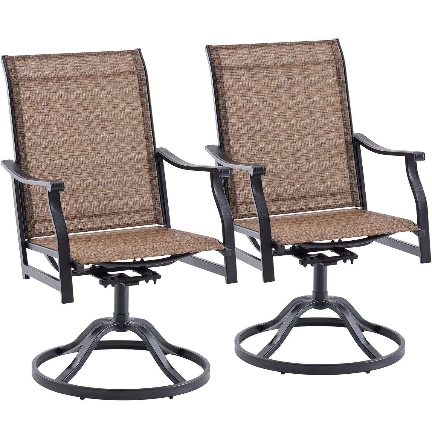 Soohow Outdoor Dining Chairs Set of 2, 360°Swivel Patio Dining Chair with Textilene Fabric, Outdoor Metal Armchair All Weather Resistant, Ergonomic Comfort, Perfect for Patio, Backyard, Balcony
