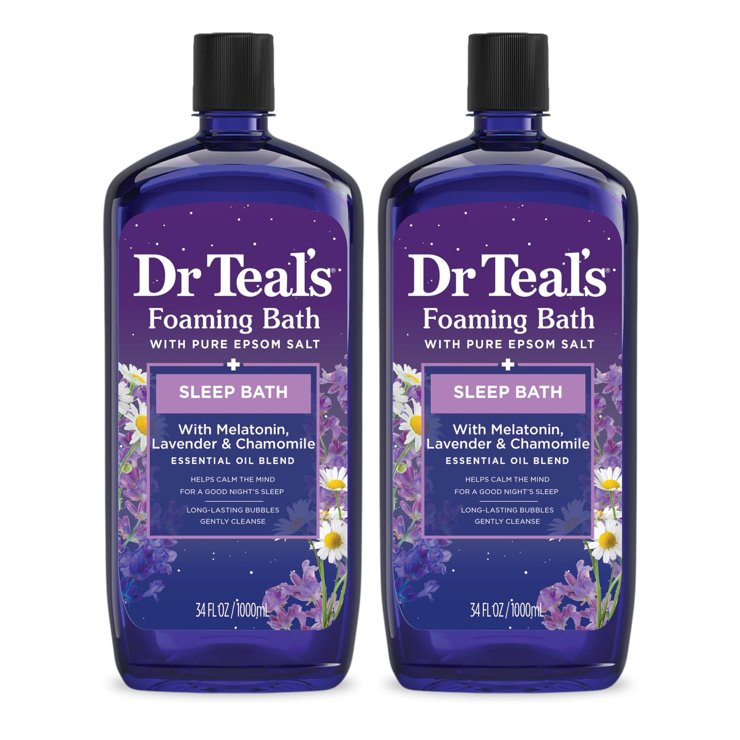 Dr Teal's Foaming Bath with Pure Epsom Salt, Relax & Relief with Eucalyptus & Spearmint, 34 fl oz (Pack of 2)