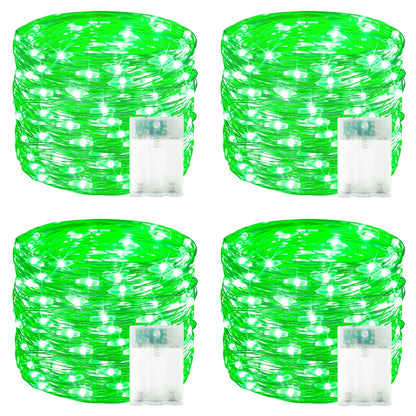 4 Pack 60 LED Fairy Lights Battery Operated with Timer, 20FT Waterproof String Lights Indoor Outdoor, Cuttable Battery Light for Home Bedroom Wedding DIY Centerpiece Christmas Decorations (Green)