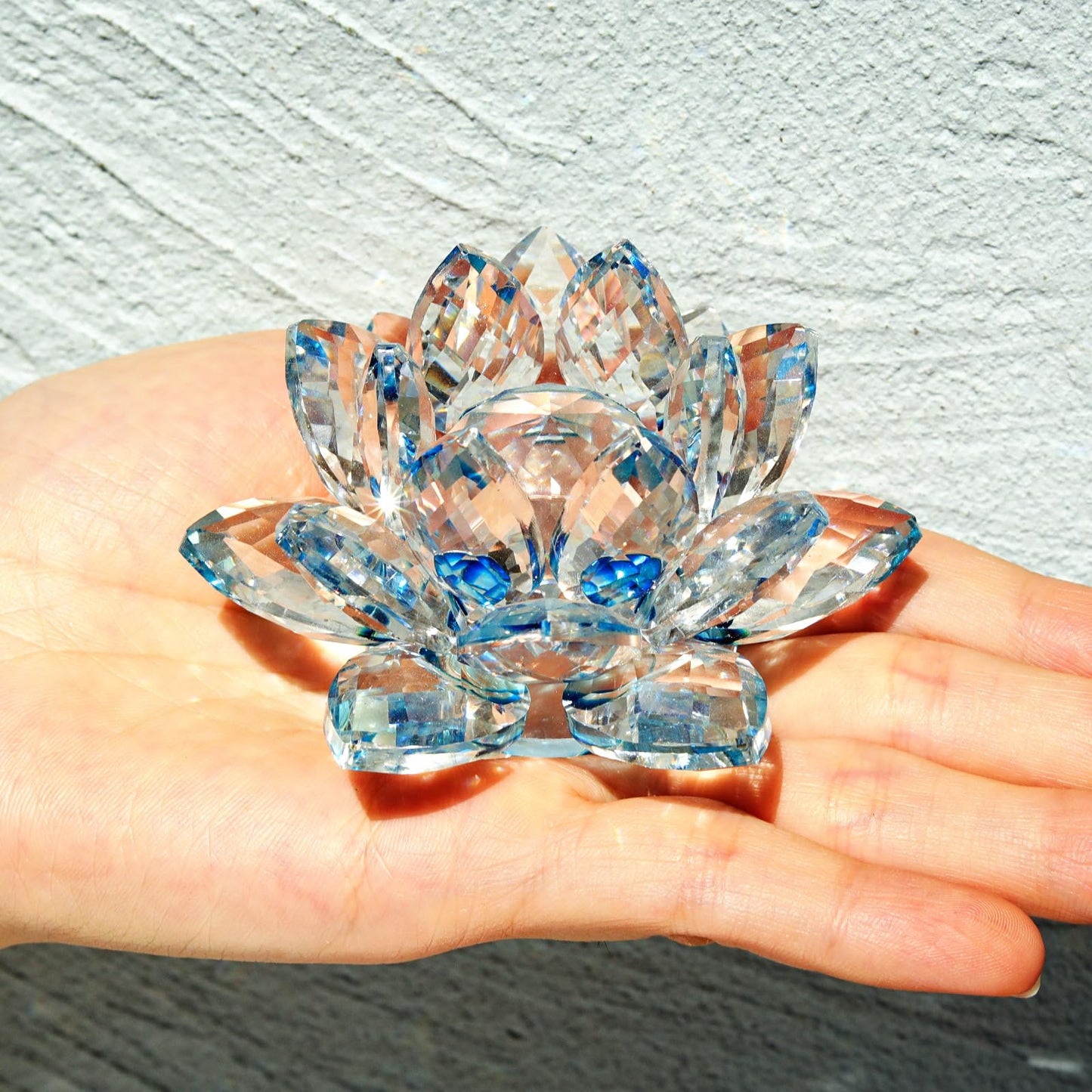 JATYFING 3Inch Crystal Lotus Flower, Blue