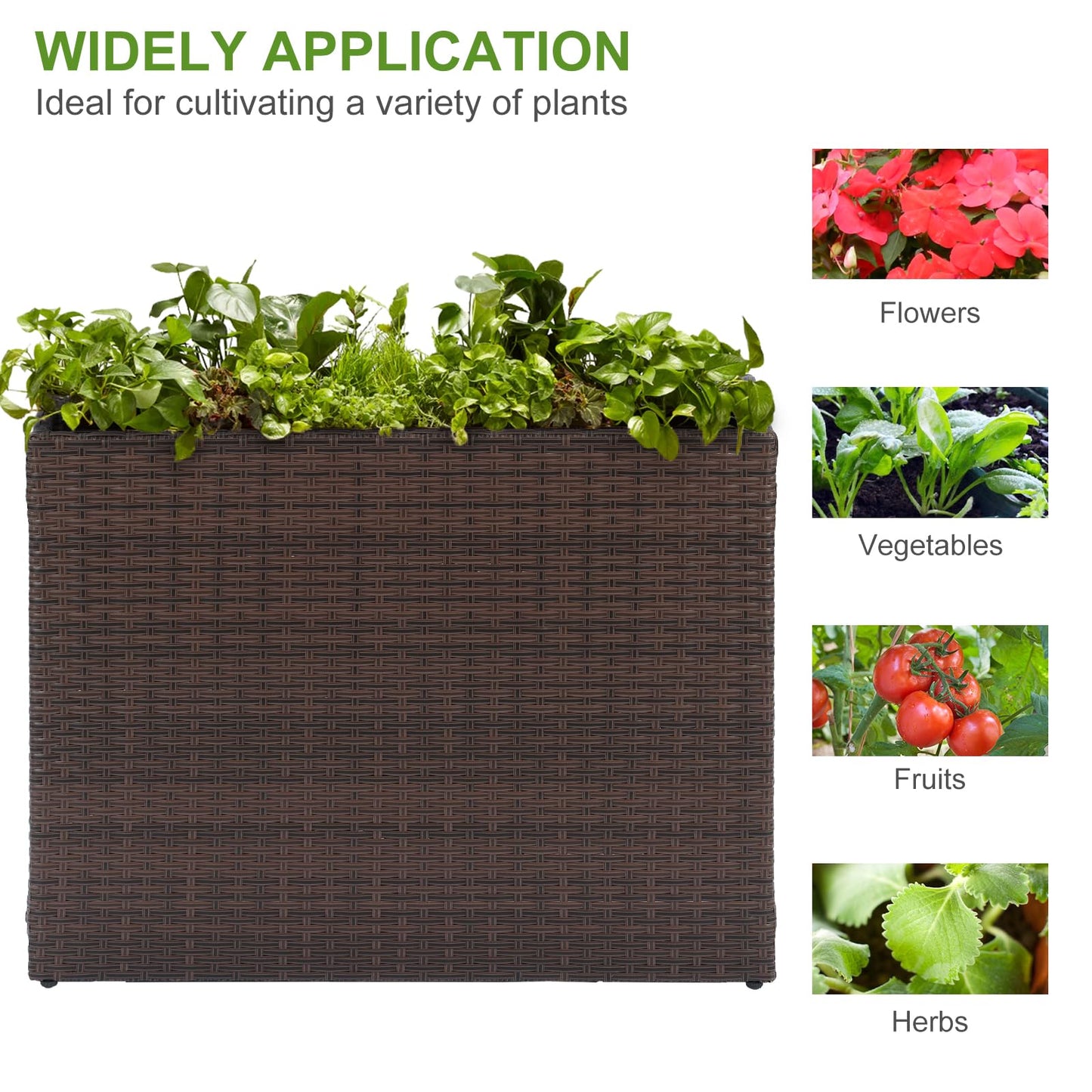 LEWIS&WAYNE Tall Planters for Outdoor Plants Handmade Wicker Large Rectangular Block Planter Box with Removable Liners Modern Planter for Indoor Outdoor Patio Deck - Brown