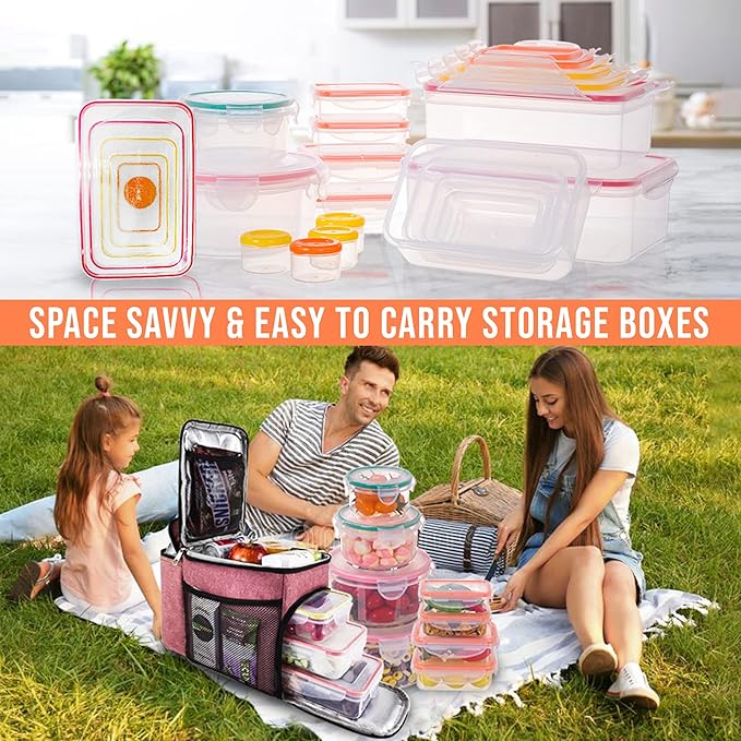 38 Pcs Large Food storage containers-85 oz to Small Container Stackable Kitchen