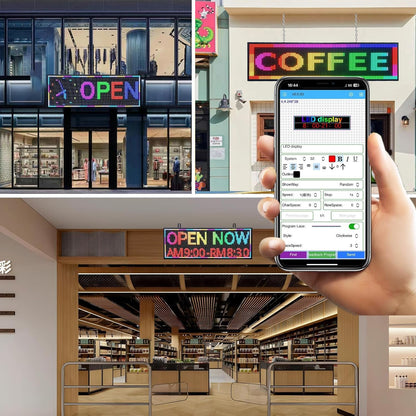 P10 Programmable Outdoor LED Sign, 39x14 Inch WiFi Controlled Full Color Digital Display Board, High Brightness Waterproof Scrolling Message Electronic Display for Commercial Business Advertising
