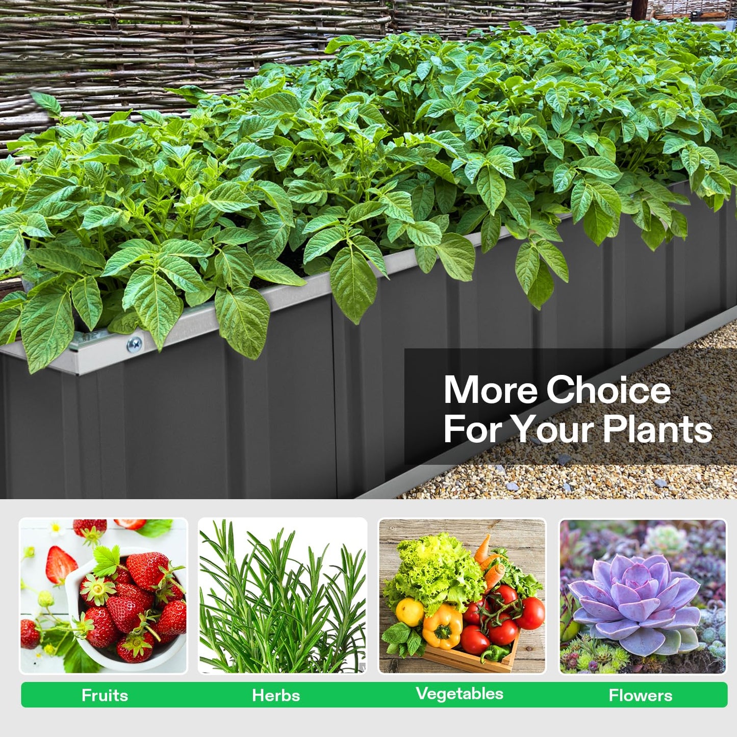 VIVOSUN 3-Tier Metal Raised Garden Bed, 46" x 46" x 24" Galvanized Steel Metal Outdoor Planter Box with Gloves and Scissors to Grow Flowers, Vegetables and Herbs for Outdoor Gardening, Dark Gray