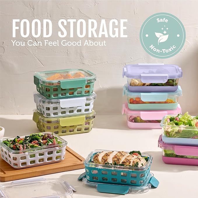 Ello Duraglass 3.4 Cup Meal Prep Sets 10Pc, 5 Pack Set- Glass Food Storage