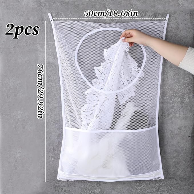 2Pcs Bag Over the Door Hamper Large Hanging Mesh Hamper