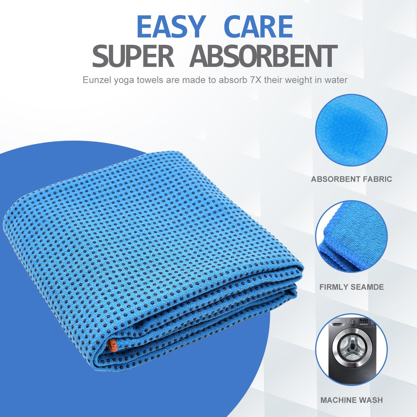 Eunzel Hot Yoga Towel - Microfiber Non Slip Yoga Mat Towel with Grip Dot Sweat Absorbent Towel for Hot Yoga, Pilates and Fitness 72" x 24", Dark Cyan/Orange