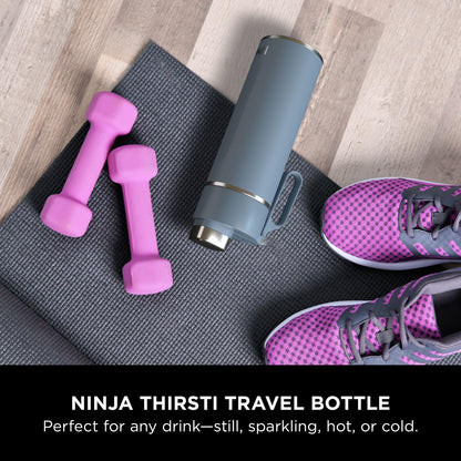 Ninja Thirsti Water Bottle and Flask 700 ML With Leak-Proof Lid, Designed For Carbonated, Hot & Cold Drinks, Ideal For Travel & Sports, Triple Insulated, Stainless Steel Bottle, Blue, DW2401EUUKBL