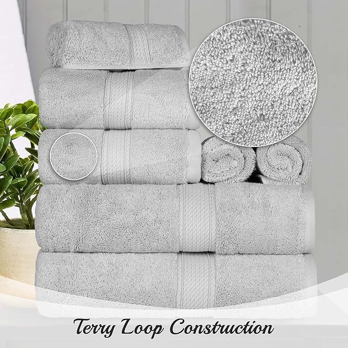 Superior Egyptian Cotton Pile 9 Piece Towel Set, Includes 3 Bath, 3 Hand
