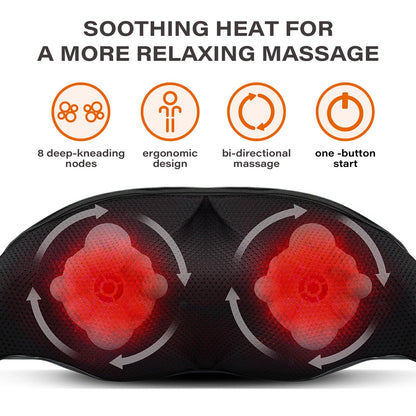 Neck Back Massager, Shiatsu Neck and Shoulder Massager with Heat, 3D Deep Tissue Kneading Massager Electric Massager for Shoulder, Back, Leg Muscle Pain Relief, Home & Office Use (Black)