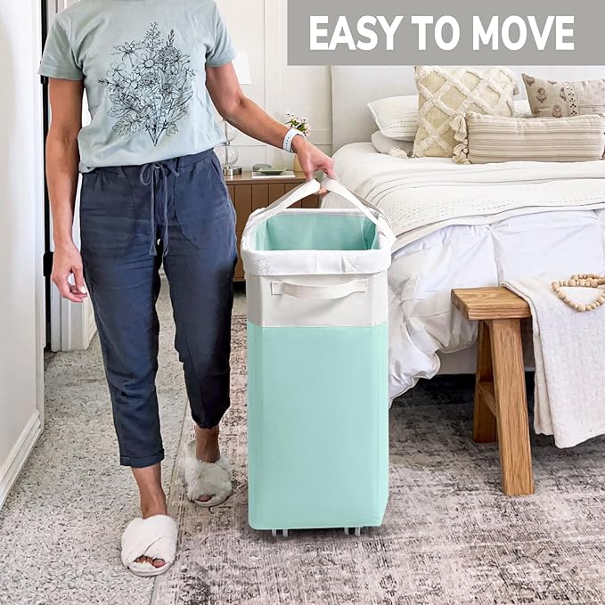 Goodpick Laundry Basket with Wheels, 75L Laundry Hamper with Wheels, Large