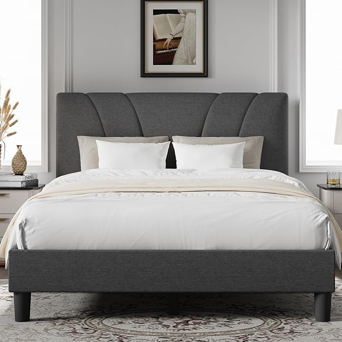 Novilla Queen Size Bed Frame Upholstered Platform Queen Bed Frame