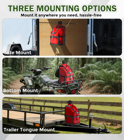 ELITEWILL Adjustable Trailer Backpack Blower Rack Holder with Lock and Fuel Jug 5.5 Gallon Gas Can Holder for Trailer, Anti-Theft Gas Can Rack Mount