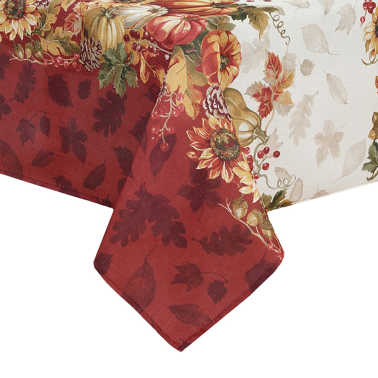 Elrene Home Fashions Swaying Leaves Bordered Fall Tablecloth, Polyester, Multi, 52" x 52" (Tablecloth)