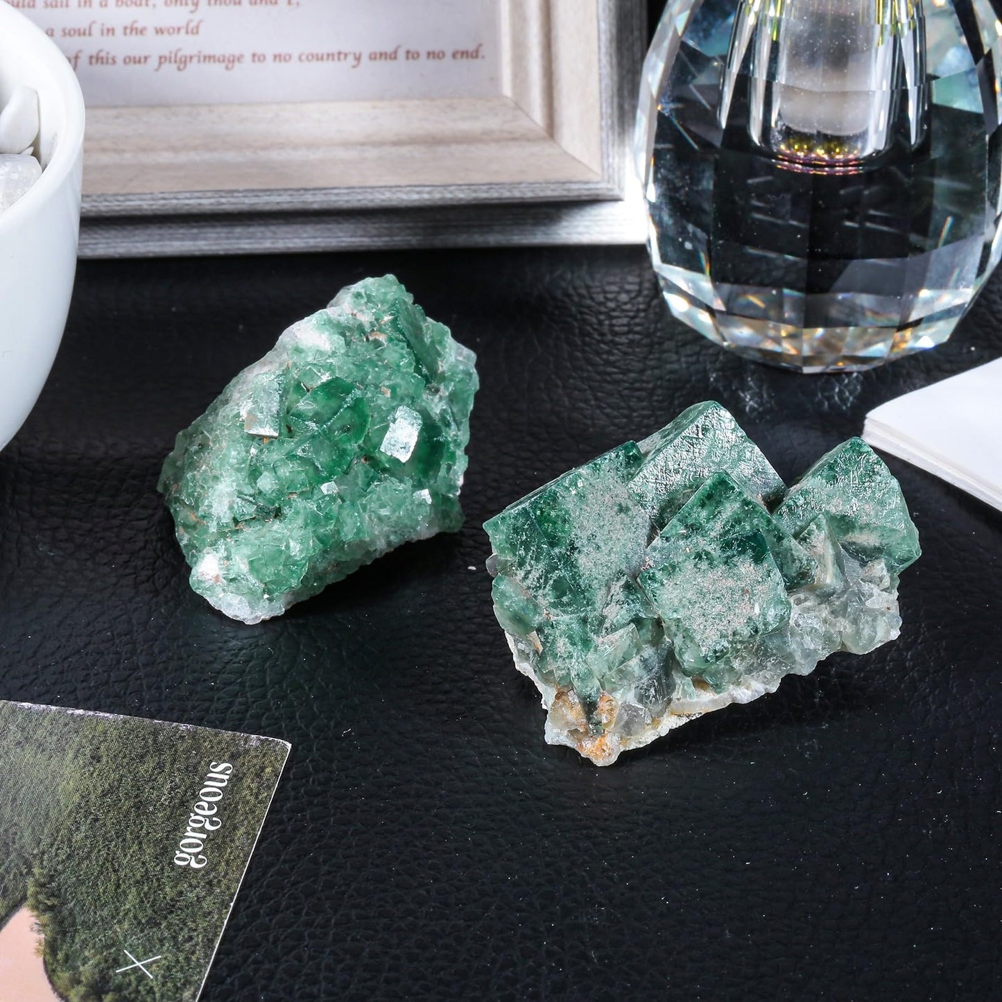 moonsix Natural Green Fluorite Rough Stone Healing Crystal Cluster Specimen Decor for Wicca, Collection, Display (25-75 mm)