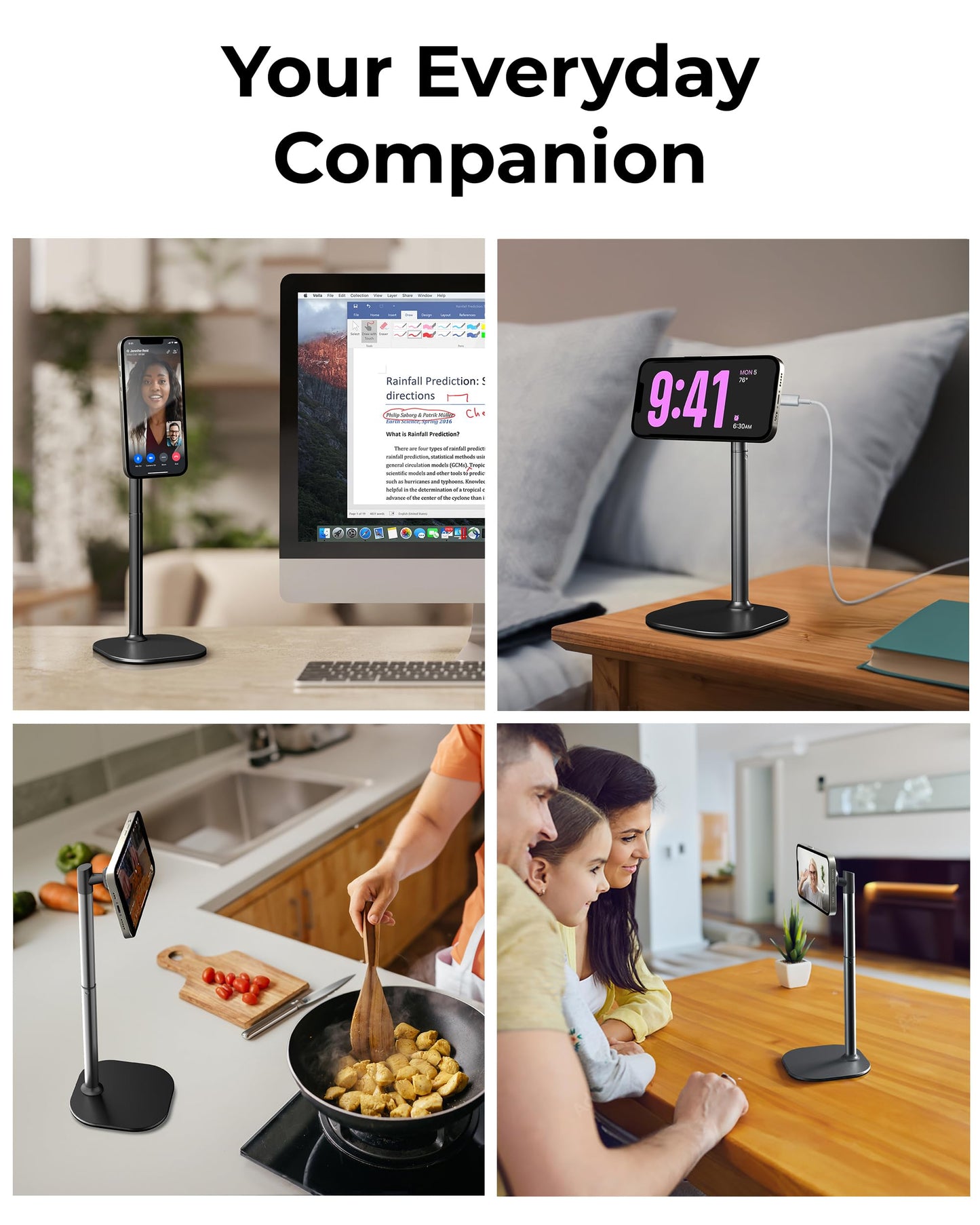 COOPER MagStand - iPhone Stand for Desk & Video Recording, Compatible with MagSafe, Stand for iPhone 16 Pro Max Plus, 15/14/13/12 (x2 Pack - Night Black)
