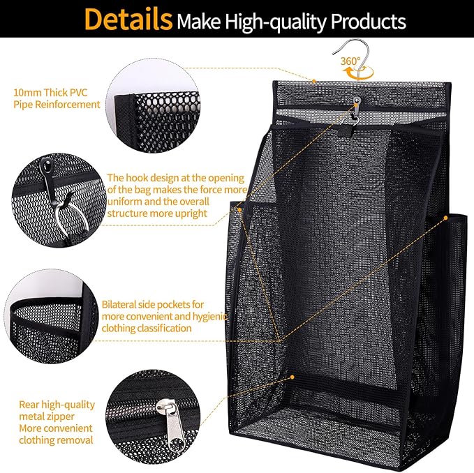 Hanging Collapsible Breathable Mesh Laundry Hamper, Fast Drying Portable Space