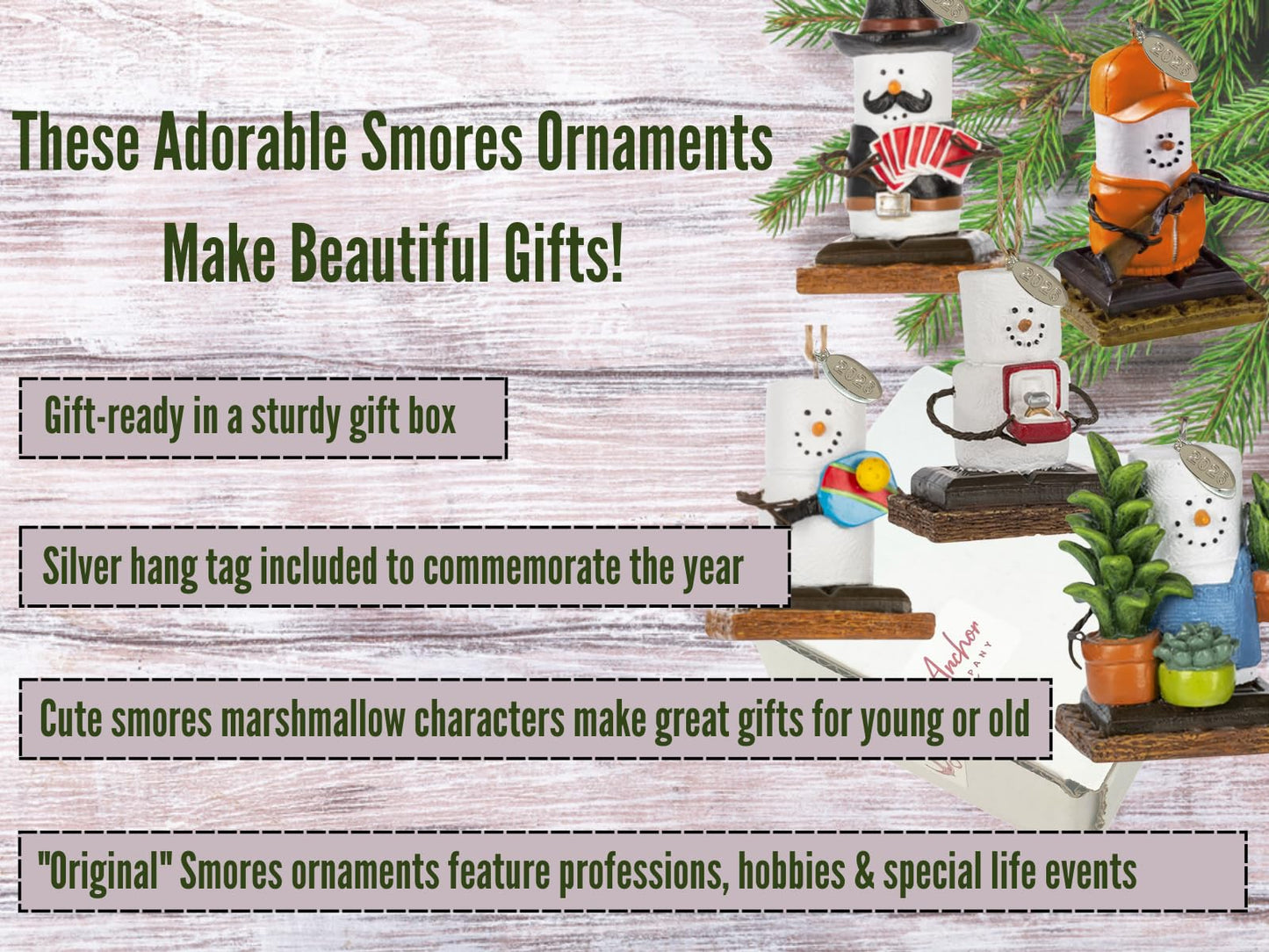 Smores Ornament - Ice Fishing Gifts - Smores Fishing Ornament with Ice Fisherman and Fish on Rod - Comes in Gift Box so It's Ready for Giving