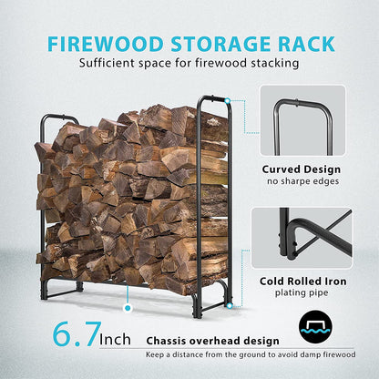 VIVOHOME 5ft Firewood Log Rack Cover, Heavy Duty 600D Oxford, Double Layer Outdoor Weather Resistant with 5ft Heavy Duty Indoor Outdoor Firewood Storage Log Rack with Cover Combo
