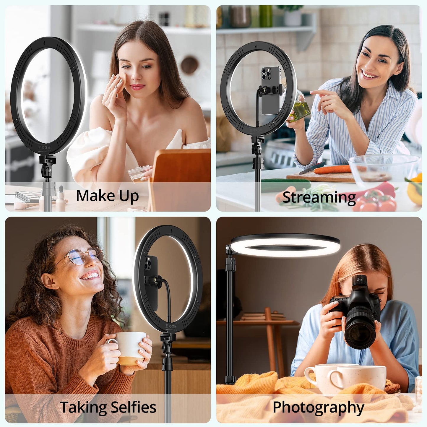 ATUMTEK 12" Ring Light with Tripod Stand, 63" Extendable, 3 Light Modes & 10 Brightness Levels, LED Selfie Light with Remote Control for TikTok, YouTube, Live Streaming, Photography