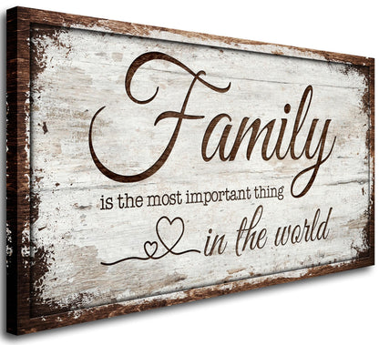 Family is Important Quotes Canvas Wall Art for Living Room|Wall Art|Family Prints Signs Framed|Wall Decor|Retro Picture Painting Artwork for Bedroom,Dining Room,Farmhouse,Home Wall Decoration,Ready to Hang 20"x40"