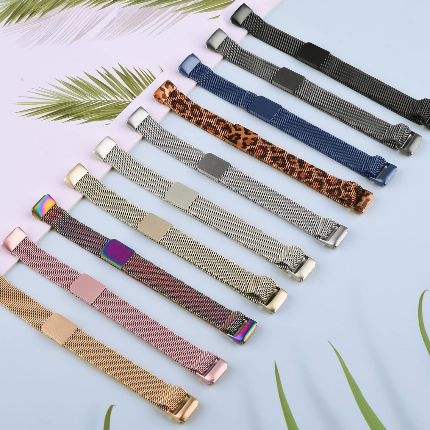 Metal Band for Fitbit Luxe Bands Women Men, Stainless Steel Mesh Loop Adjustable Magnetic Wristband Replacement Strap Compatible with Fitbit Luxe Fitness and Wellness Tracker (Rose Gold)