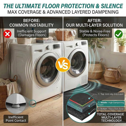 Foldable High-Density Washer Dryer Mat, 68 x 29.5 in, Noise Reduction Anti-Vibration Mat, Waterproof & Non-Slip, Floor Protection – Ideal for Late-Night Laundry & Pet-Friendly Homes