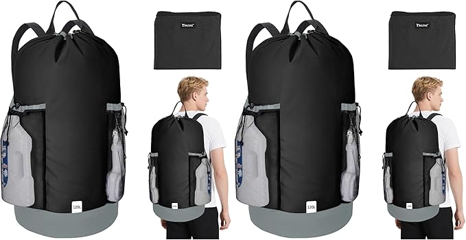 BALEINE 120L Laundry Bag Backpack, 900D Oxford Fabric Large Travel Laundry Bags