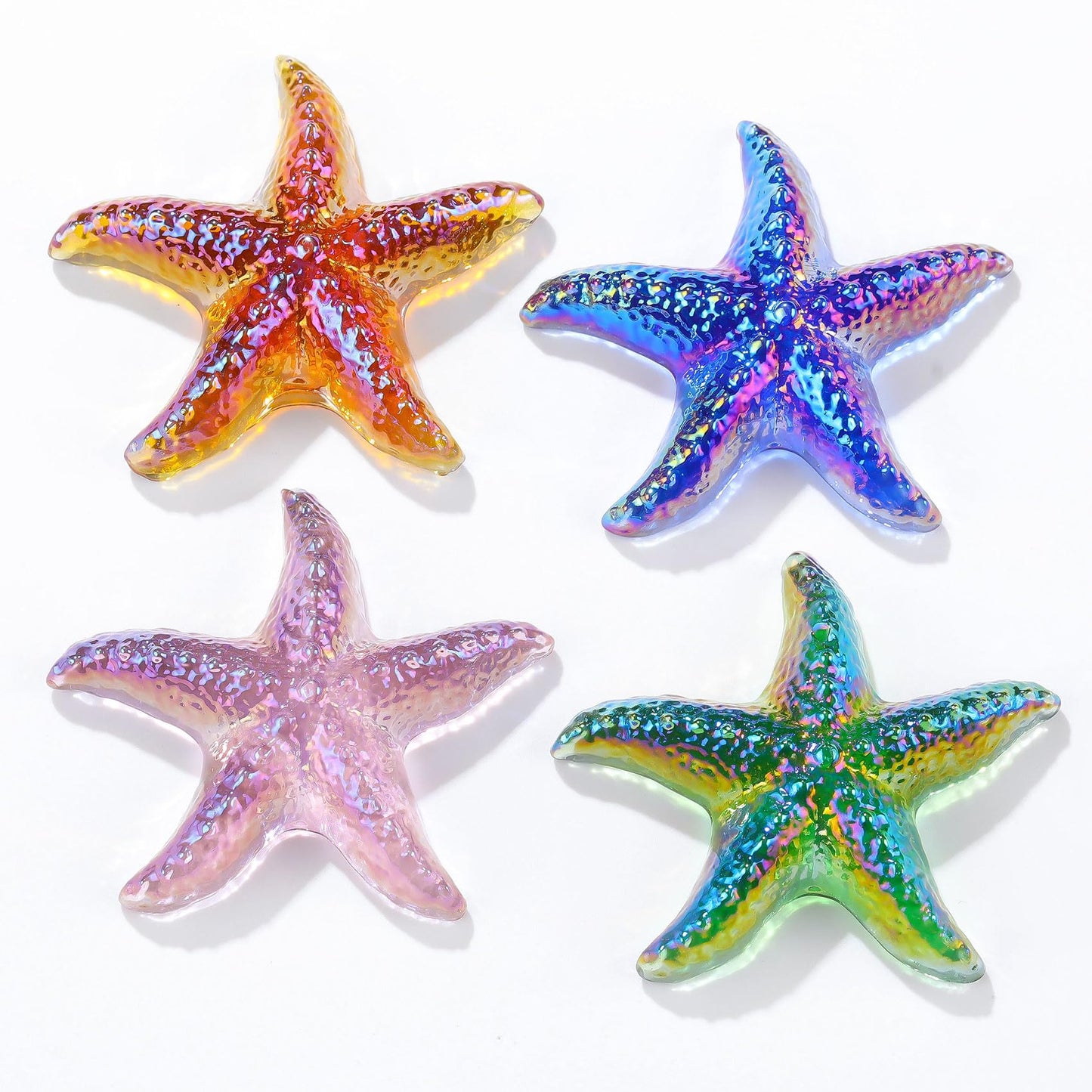 Movdyka 4pcs Starfish Crystal Figurine Desk Decor Handmade Blown Glass
