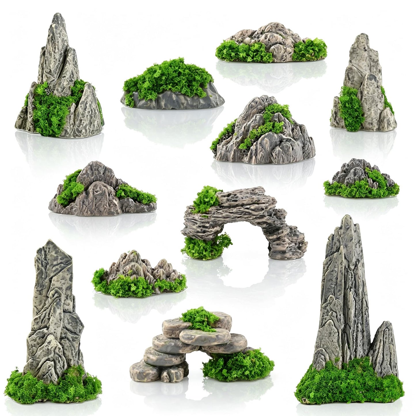 Hanycon 24PCS Mini Rockery Miniature Garden Mountain Decor Bonsai Decorations for Fairy Garden DIY Garden Plant Pot (12 Style)