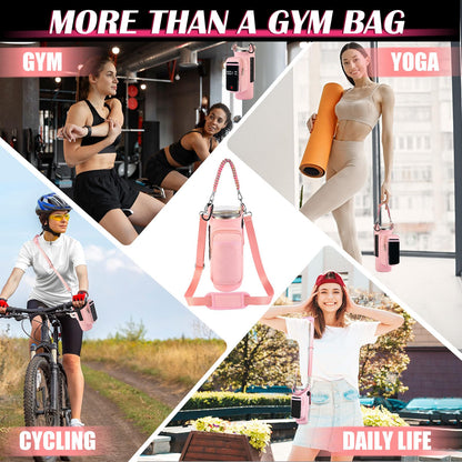 Magnetic Gym Bag for Men, Water Bottle Carrier Holder with Strap, Phone Pockets for Stanley Cup 40 oz Tumbler, Small Bag Gym Accessories for Women with N52 Super Magnet(Pink)