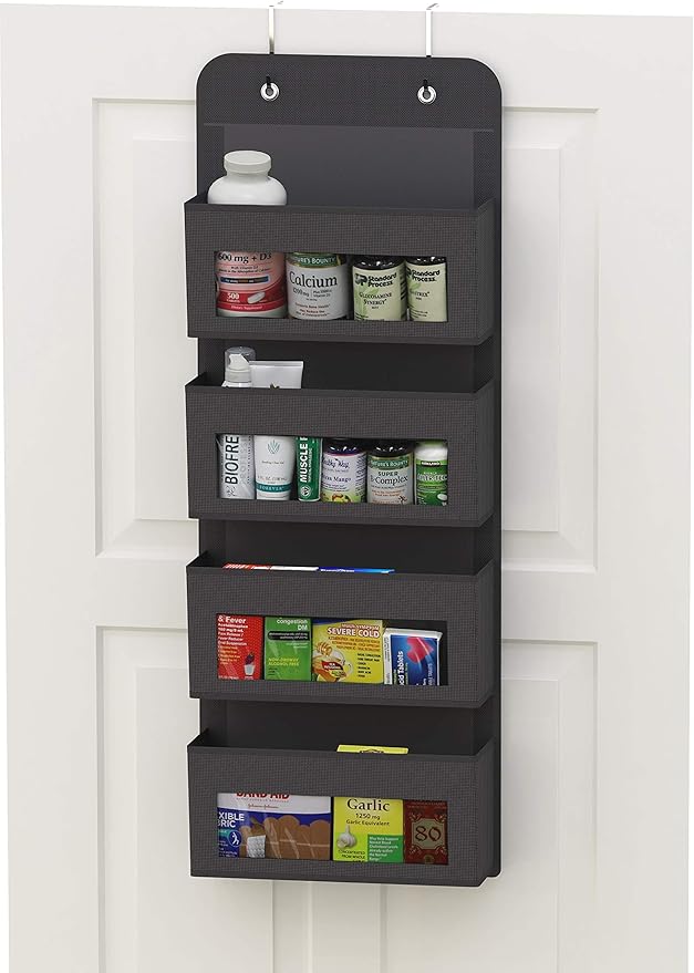 Simple Houseware 4 Clear Window Pocket Over Closet Door Storage Hanging