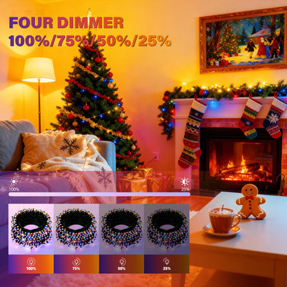 AHAWILL String Lights for Christmas Decor,LED RGB Classroom Lights, Waterproof Fairy Lights Indoor for Christmas Decor,Dimmable,8 Modes,Valentine's Day Home Decorations (83ft)