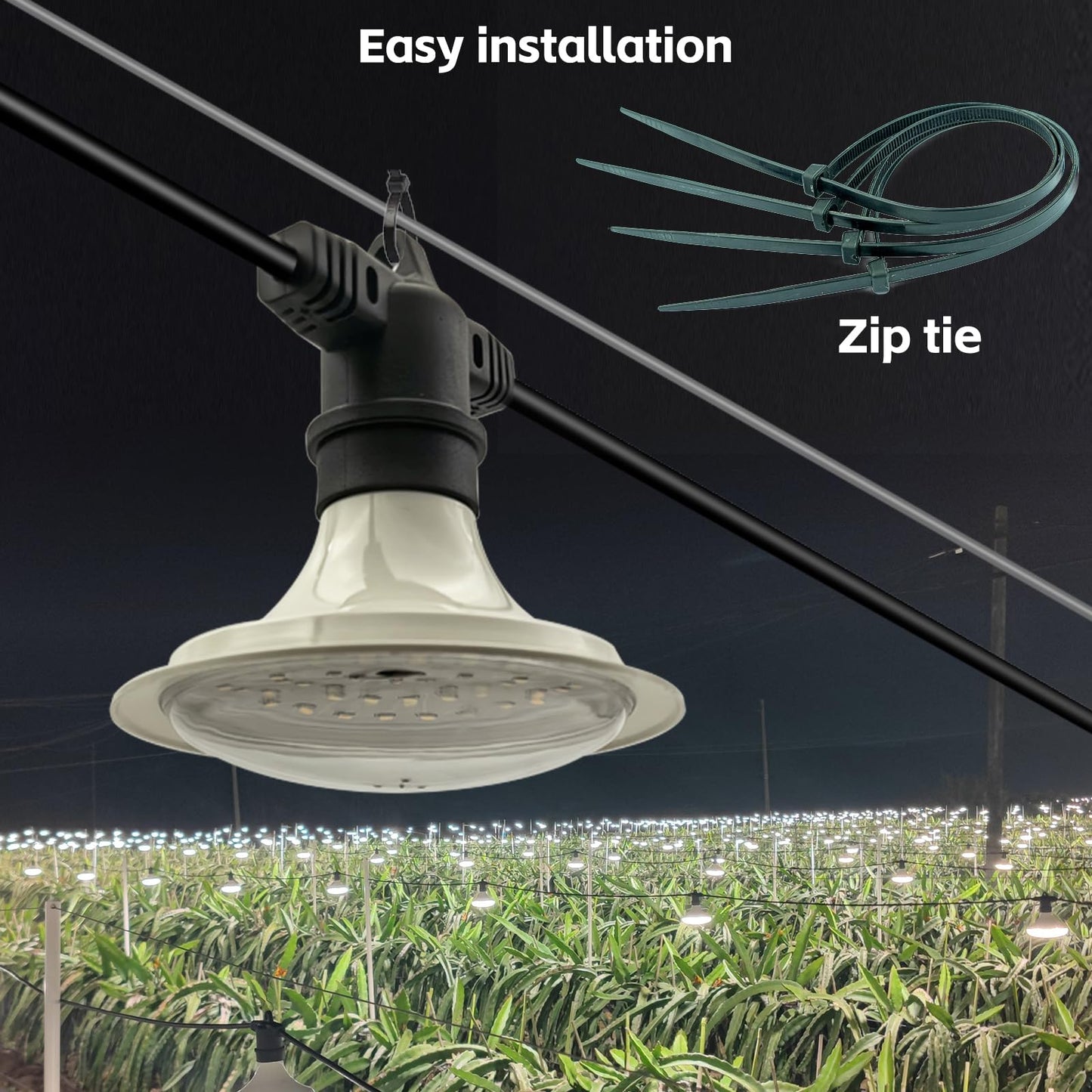 JMXULONG Outdoor LED Grow Lights, Waterproof String Grow Light, Full Spectrum Plant Growing Lights with 12Ft Adjustable Cord 3 Lights