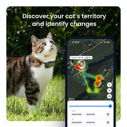 Tractive Smart Cat GPS Tracker | Real-Time Location & Wellness Monitoring for Cats 6.5 lbs+ | Territory & Location History | Up to 5-Day Battery | Breakaway Collar Included (Dark Blue)