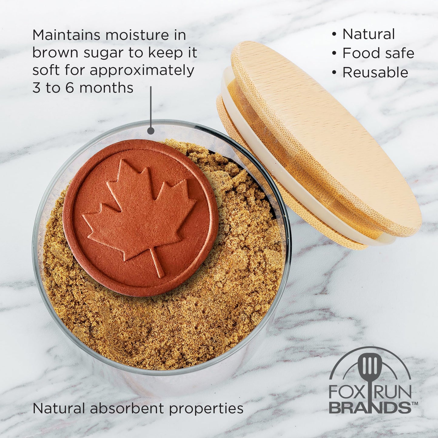 Fox Run Terracotta Brown Sugar Keeper and Saver, Maple Leaf, Set of 2