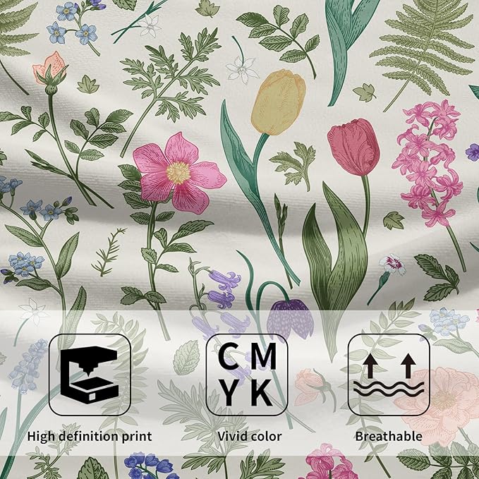 Spring Floral Hand Towels for Bathroom Set of 2 Pink Flowers Sage Green Leaves