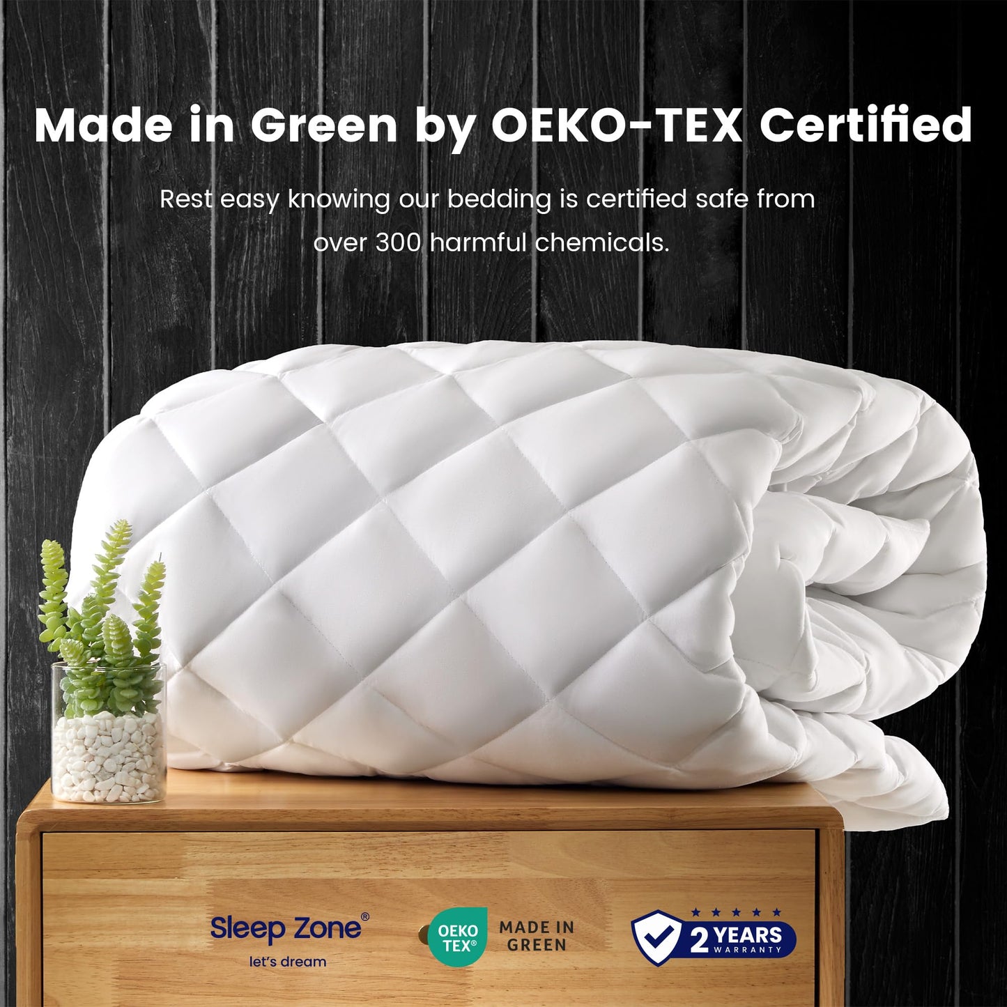 SLEEP ZONE Twin XL Mattress Pad, Breathable and Noiseless Mattress Cover, Quilted Fitted Mattress Protector with Deep Pocket, Machine Washable Mattress Topper (White, Twin XL)