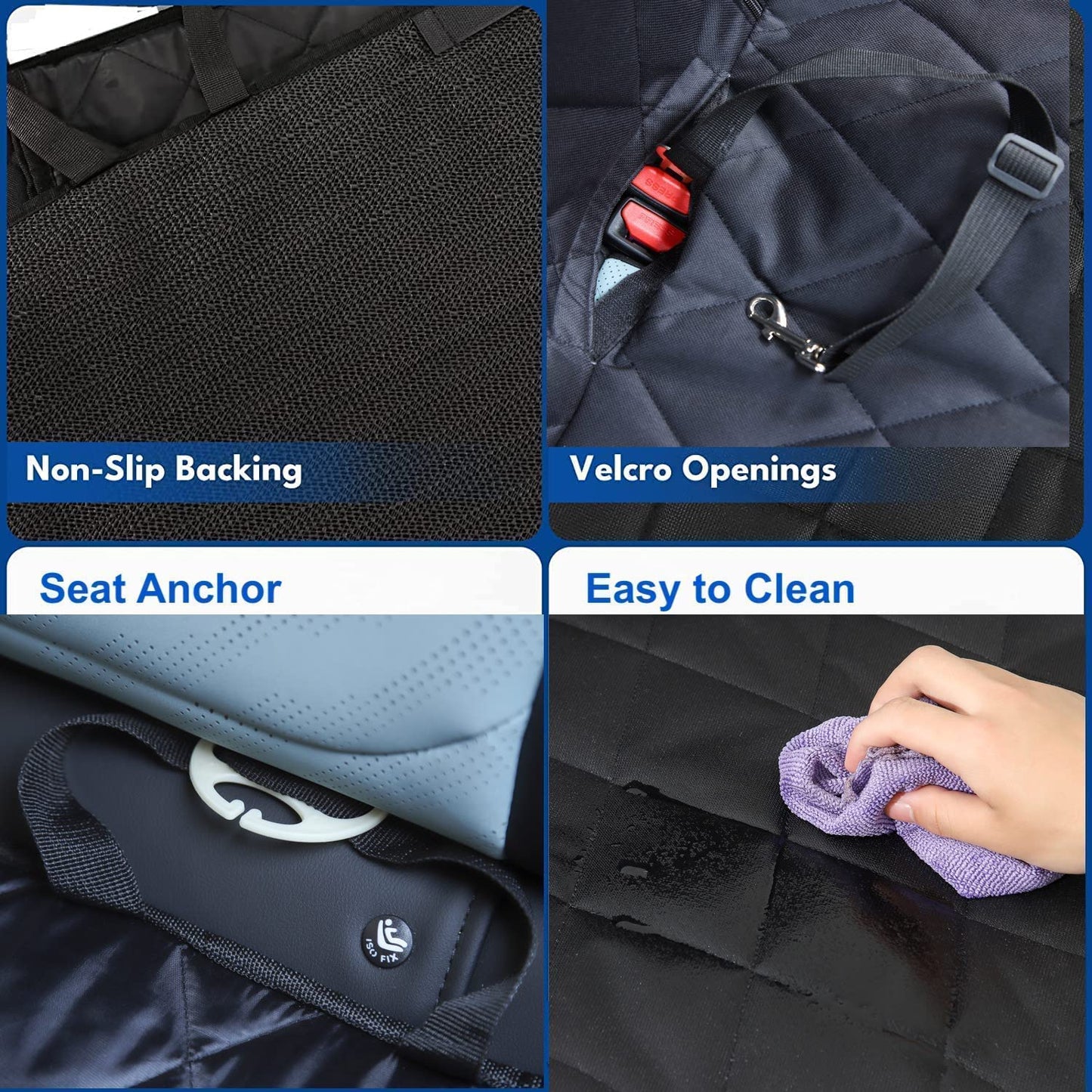 GoBuyer Dog Car Seat Cover Protector Liner for Car Boot and Back/Rear Seat Accessories - Isofix Compatible, Universal & Non-slip and Velcro Openings for Seat Belt