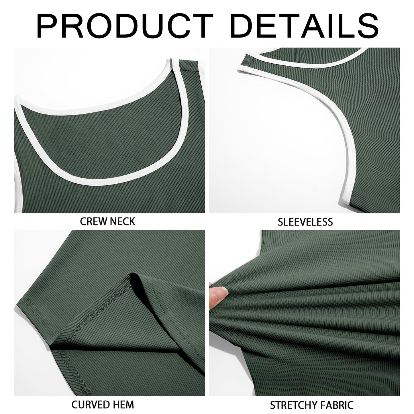 Runcati Mens Sleeveless Tank Tops Workout Muscle Gym Knitted Shirt Athletic Bodybuilding Slim Fit Ribbed T Shirts Army Green
