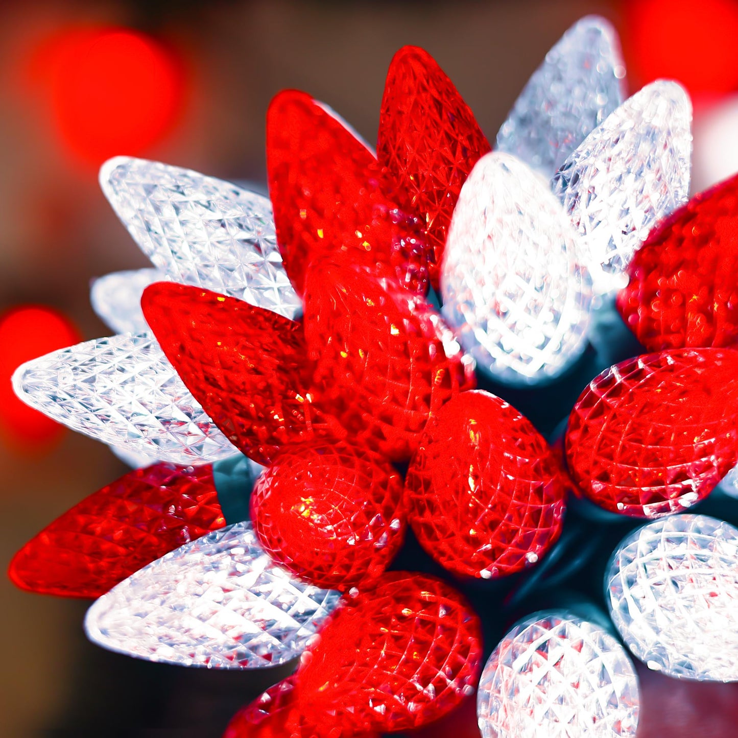 HAYATA Christmas Red White 50 LED Strawberry String Light - Fairy Xmas Decor Lighting for Outdoor, Indoor, Patio, Party, Home, Wreath, Garland, Christmas Tree Decoration. (C9-Red White)