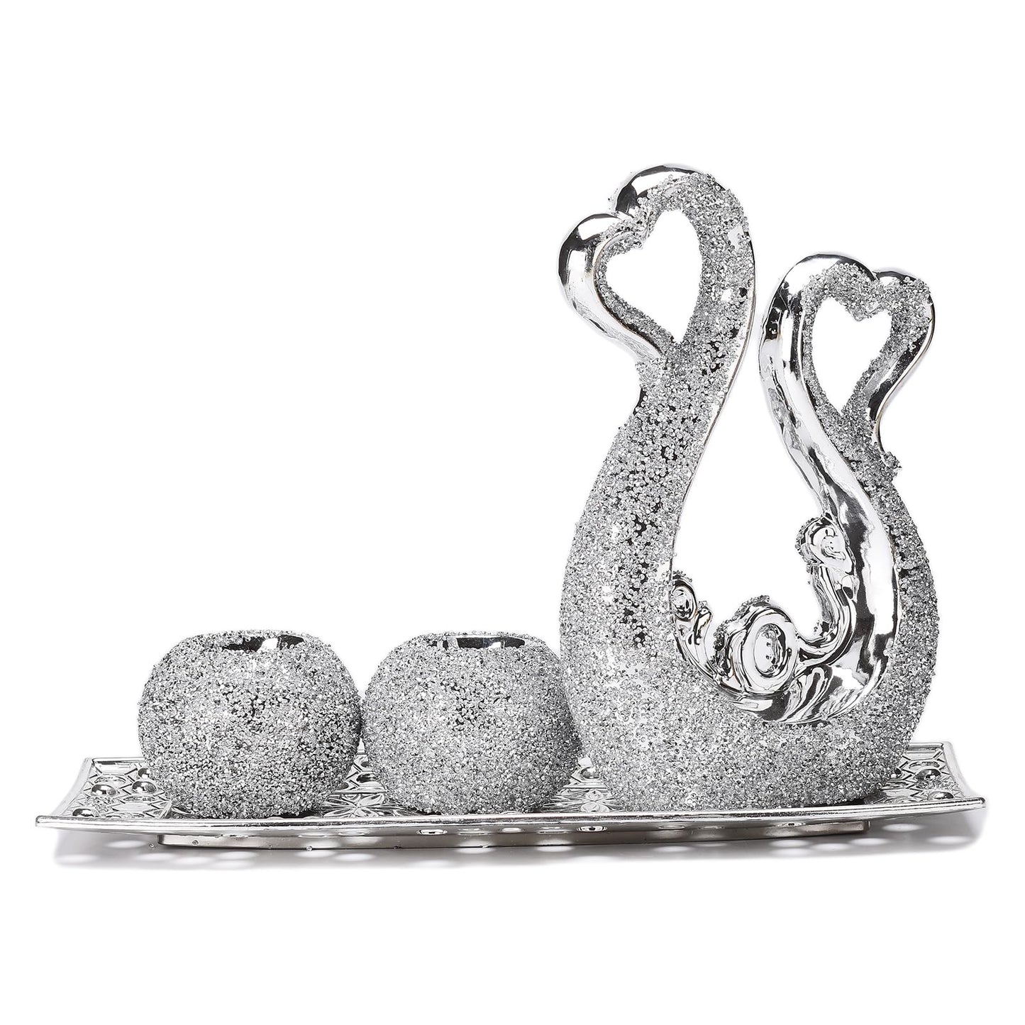 NYMYHE Glam Ceramic Apple Statue with Plate Creative Modern Ornament Collectible Living Room Bedroom Coffee Table Office Hotel Decoration TQGJNY46