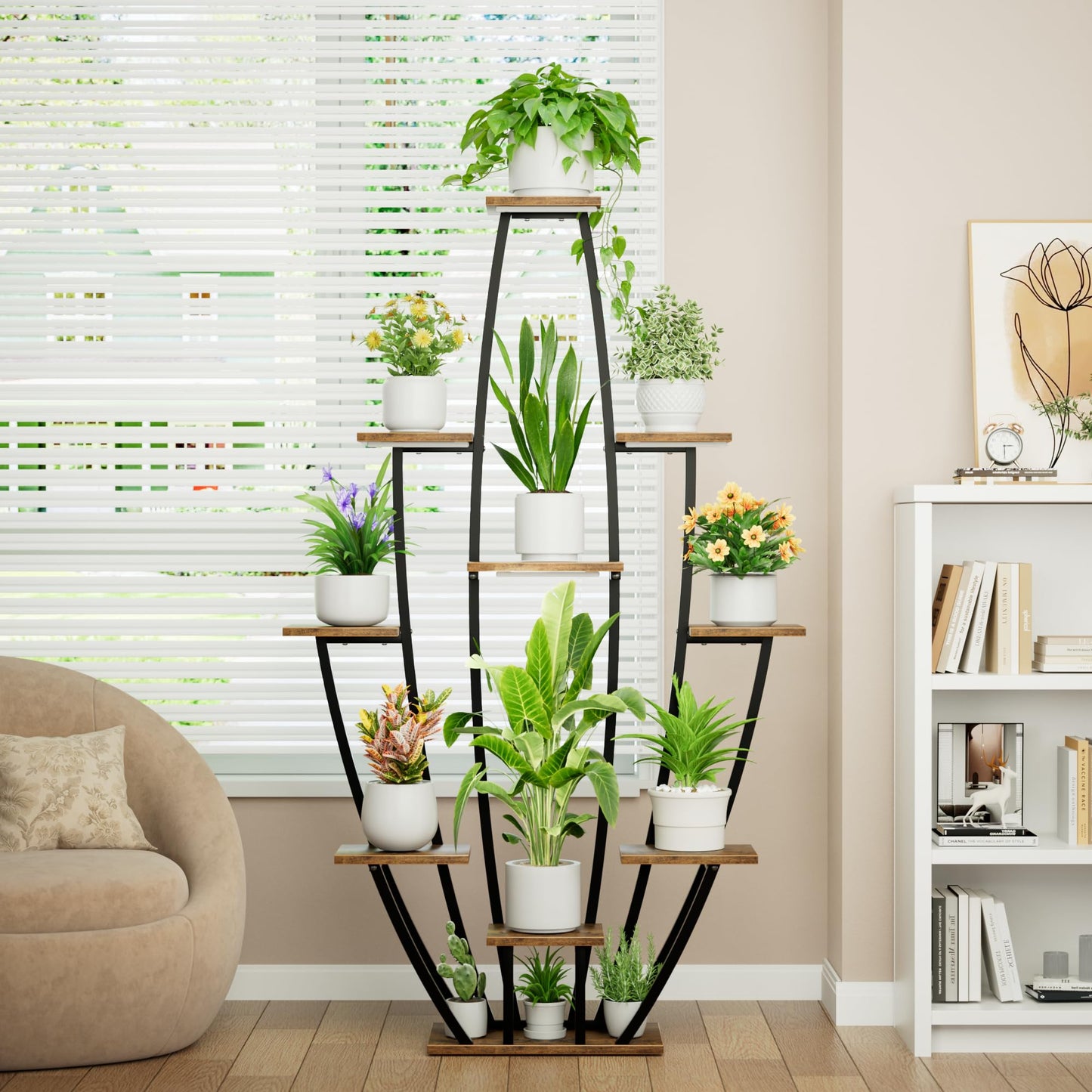 Plant Stand Indoor with Grow Lights - 10 Tiered Tall Plant Shelf Indoor, 59" Large Plant Stands for Indoor Plants, Metal Corner Flower Holder Rack Display for Living Room Patio Garden Balcony Home