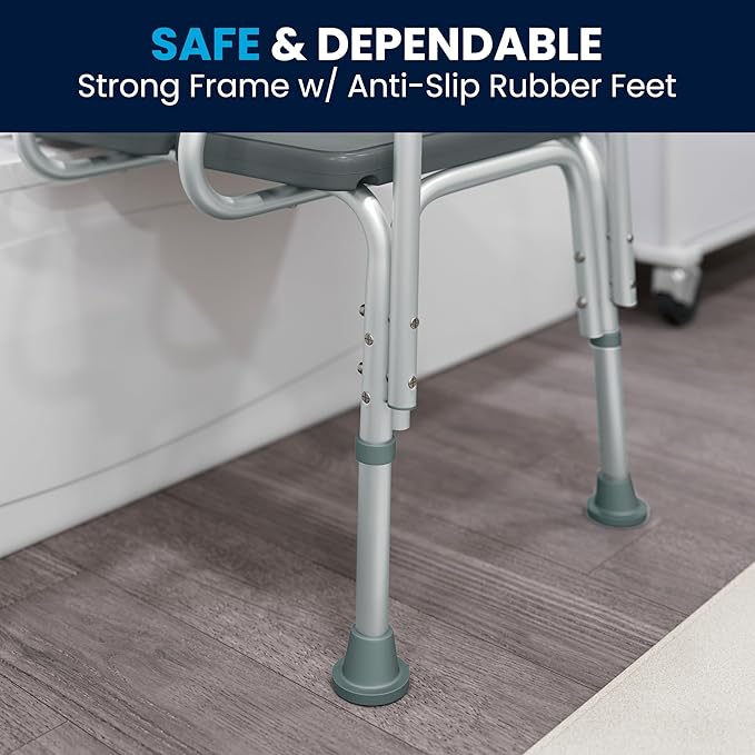 Flash Furniture HERCULES Series 300 Lb. Capacity Adjustable Gray Bath & Shower