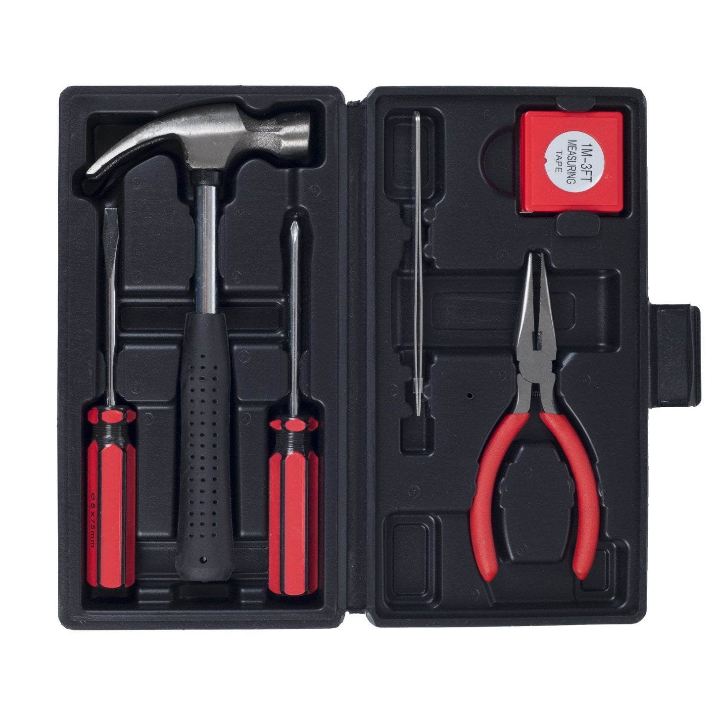 Stalwart - 75-HT1007 Household Hand Tools, Tool Set - 6 Piece by, Set Includes – Hammer, Screwdriver Set, Pliers (Tool Kit for The Home, Office, or Car) Black