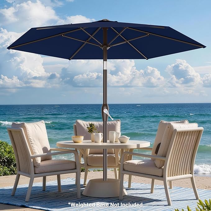 AreShark 7.5FT Patio Umbrella Table Market Umbrella with 6 Sturdy Ribs, Button Tilt/Crank Heavy-Duty Round Outdoor Umbrellas for Garden, Deck, Backyard,and Pool, Navy