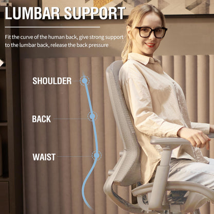 ELABEST Mesh Office Chair,Ergonomic Computer Desk Chair,Sturdy Task Chair- Adjustable Lumbar Support & Armrests,Tilt Function,Comfort Wide Seat,Swivel Home Office Chair (Grey Frame Grey Mesh)