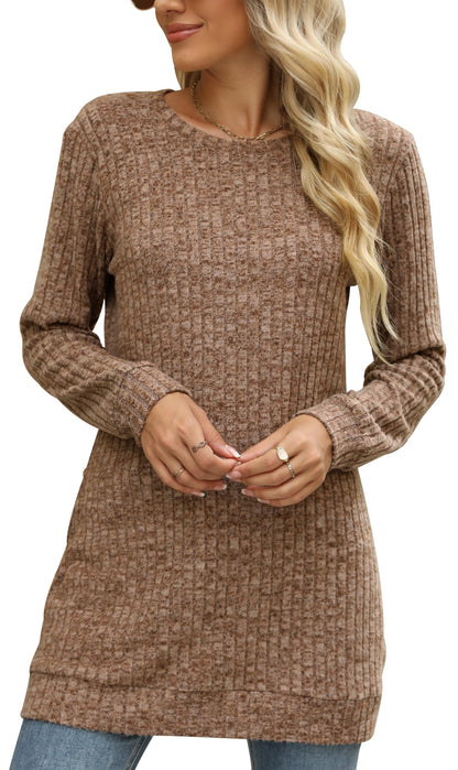 Sweaters for Women Long Sleeve Crewneck Sweatshirt Loose Casual Tunic Tops
