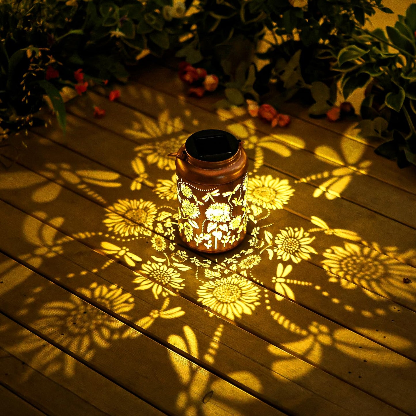 Sunflower Solar Lanterns Outdoor Waterproof Hanging Solar Lights,Gifts for Women Grandma Mom Garden Decor,Lantern Metal Decorative Yard,Patio,Lawn,Porch,Deck,Balcony